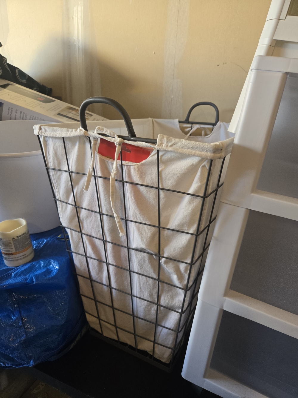 Canvas Laundry Hamper with Black Wire Frame